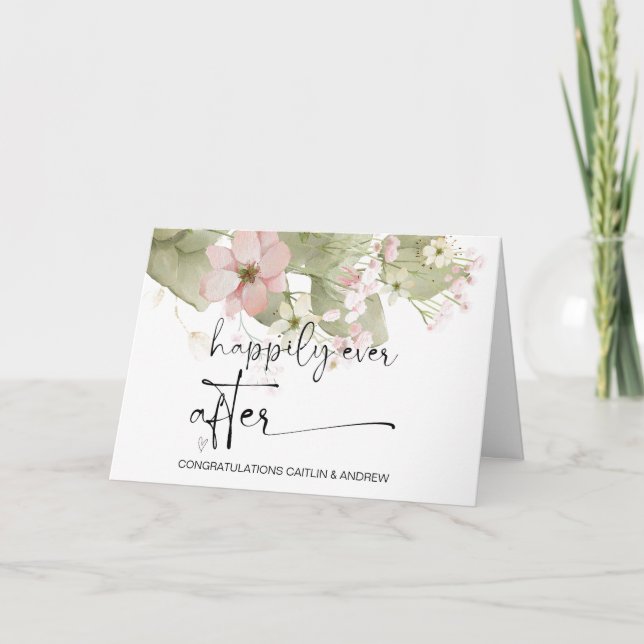 Tarjeta Felicitaciones Boda recién casada novia y novio (Anverso)