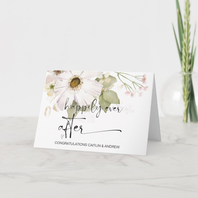 Tarjeta Felicitaciones Boda recién casada novia y novio (Anverso)