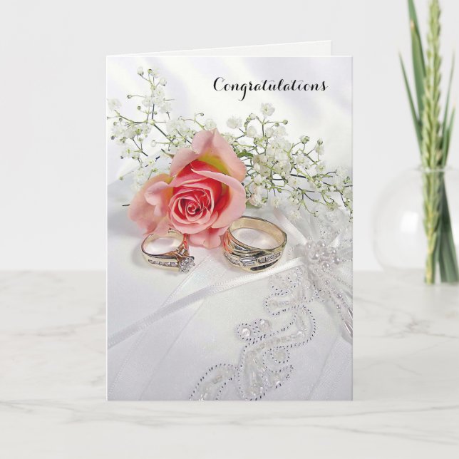 Tarjeta Felicitaciones Boda Rings On Satin Pillow (Anverso)