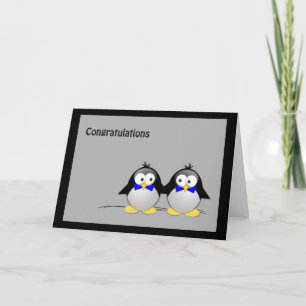 Tarjeta Felicitaciones Boda/ Unión Gay- Pingüinos