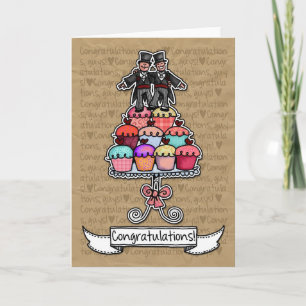 Tarjeta Felicitaciones - Bodas gay cupcakes