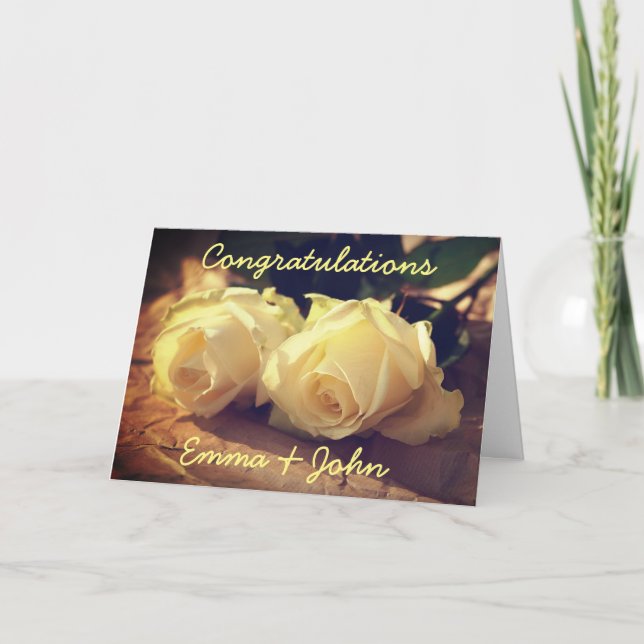 Tarjeta Felicitaciones Bodas Rosas personalizados (Anverso)