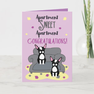 Tarjeta Felicitaciones Boston Terrier a los nuevos departa