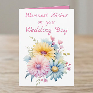 Tarjeta Felicitaciones calurosas flores de boda rosadas
