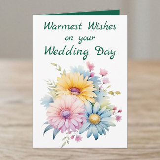 Tarjeta Felicitaciones calurosas flores día de la boda ver