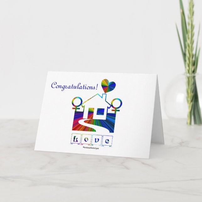 Tarjeta ¡Felicitaciones!-Casa/Cita del arcoiris del matrim (Anverso)
