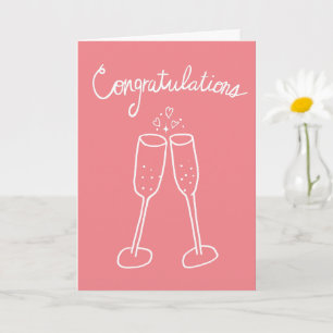 Tarjeta Felicitaciones Champagne Engagement Sketch Doodle