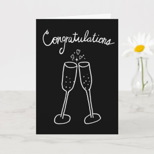 Tarjeta Felicitaciones Champagne Engagement Sketch Doodle