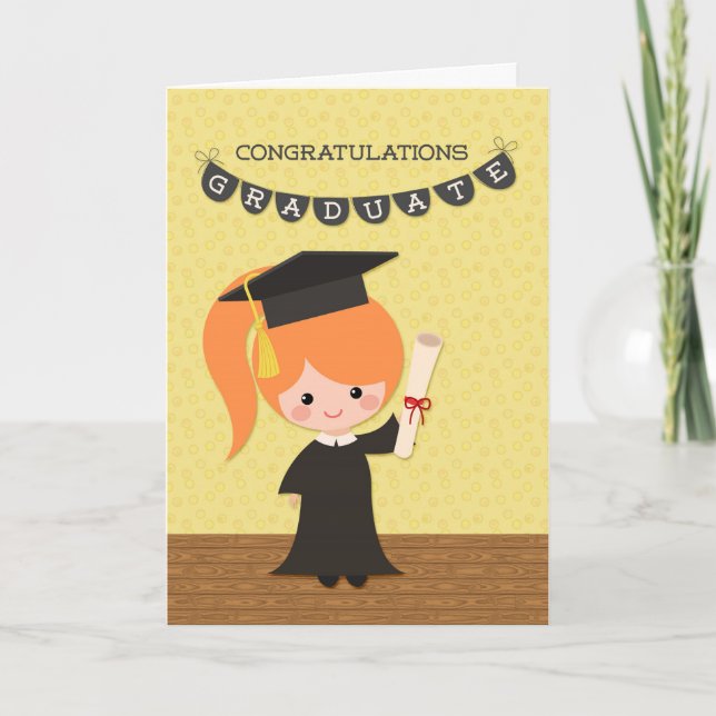 Tarjeta Felicitaciones, Chica Graduado (Anverso)
