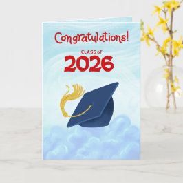 Tarjeta Felicitaciones Clase de 2026 Gorra de Graduación A