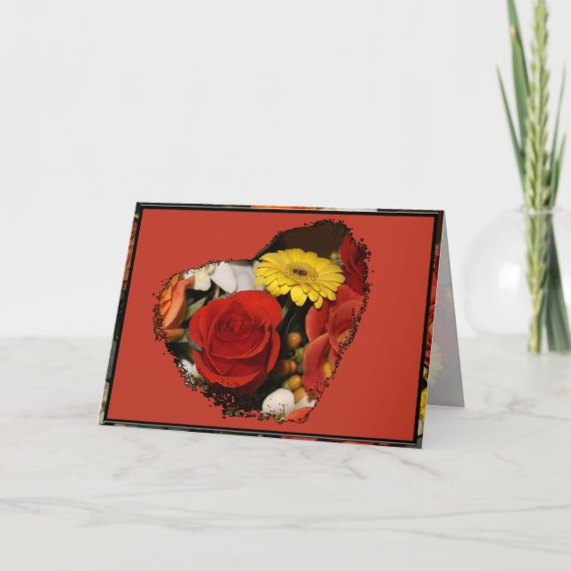 Tarjeta Felicitaciones Colorful Floral Bouquet Template (Anverso)