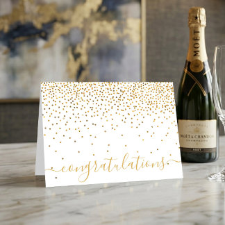 Tarjeta Felicitaciones con Glam Gold Confetti Script