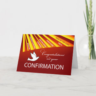Tarjeta Felicitaciones Confirmación Paloma con Oro y Rojo