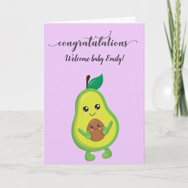 Tarjeta Felicitaciones Cumpleaños Bebé Avocado (Anverso)