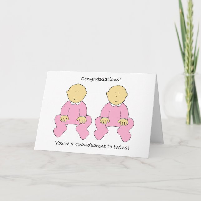 Tarjeta Felicitaciones de abuelo a Chicas gemelos (Anverso)