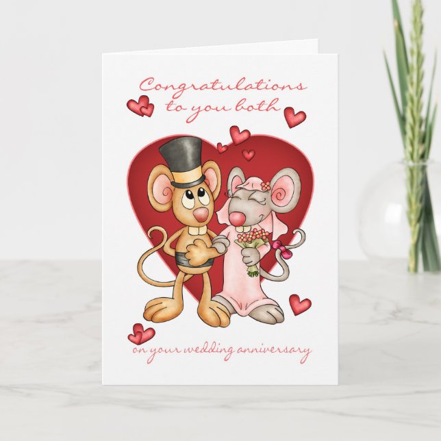 Tarjeta Felicitaciones de aniversario para ambos - micrófo (Anverso)