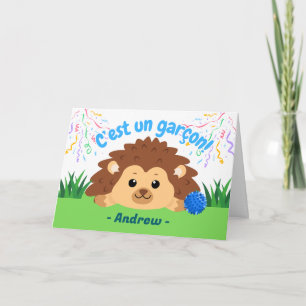 Tarjeta Felicitaciones de bebé niño Francés con erizo