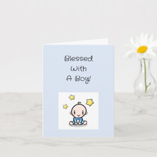 Tarjeta Felicitaciones de bebé religioso niño con texto,