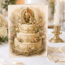 Tarjeta Felicitaciones de boda católica vintage