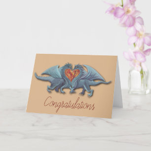Tarjeta Felicitaciones de boda/compromiso de amor de dragó