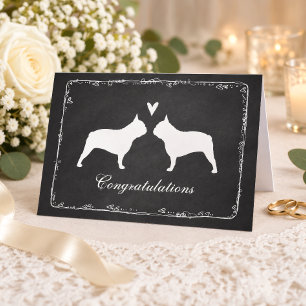 Tarjeta Felicitaciones de boda con siluetas de Bulldog Fra