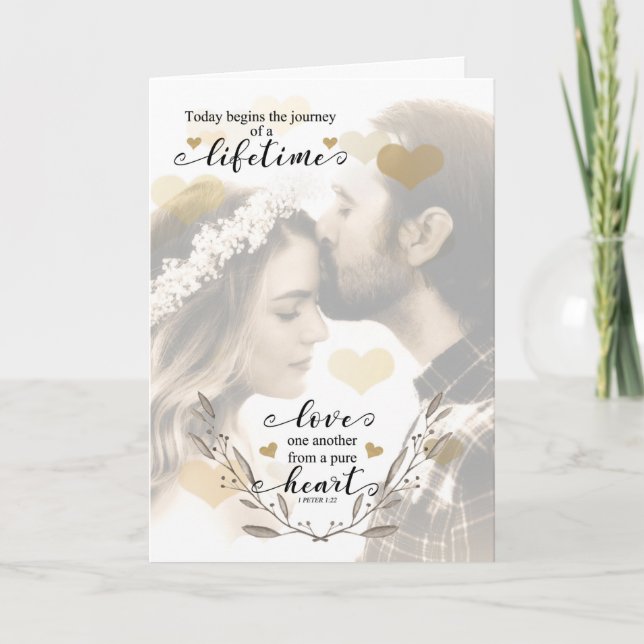 Tarjeta Felicitaciones de boda cristiana para novia y novi (Anverso)