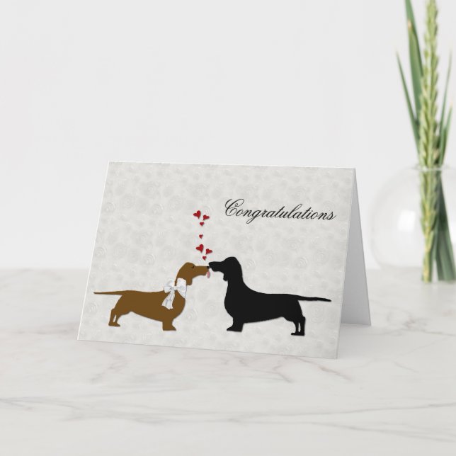 Tarjeta Felicitaciones de Boda de Dachshund (Anverso)