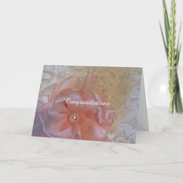 Tarjeta Felicitaciones de boda de encaje blanco (Anverso)