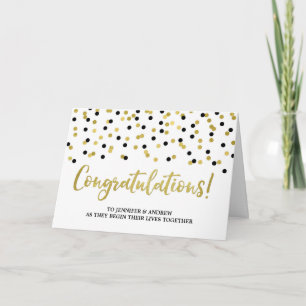 Tarjeta Felicitaciones de boda de pareja oro negro