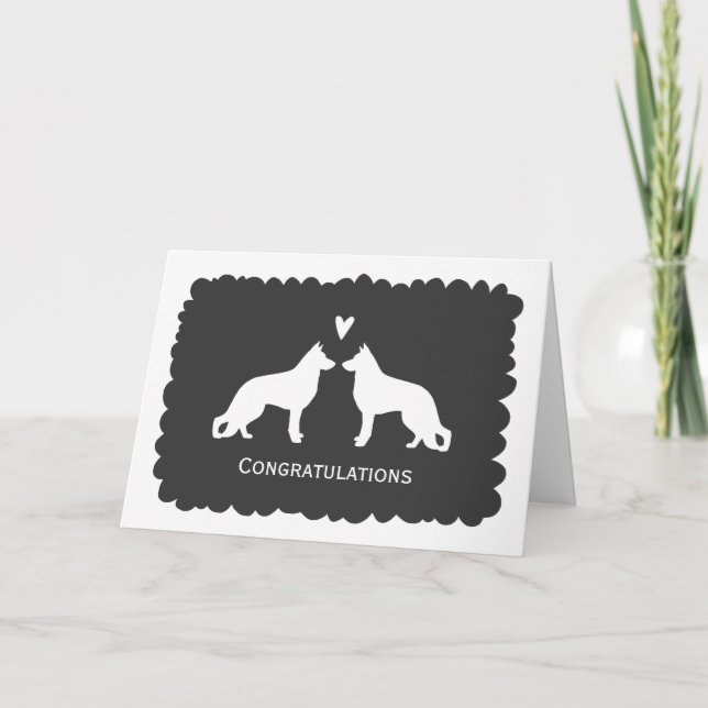 Tarjeta Felicitaciones de boda de Pastores Alemanes (Anverso)