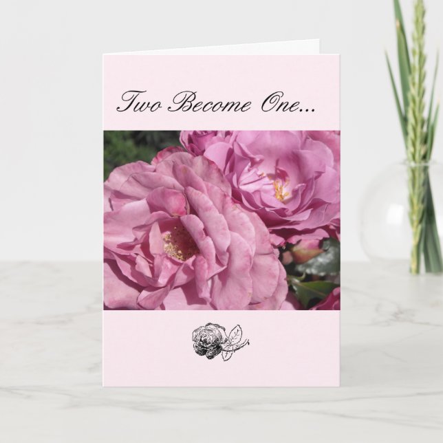 Tarjeta Felicitaciones de boda de rosa (Anverso)