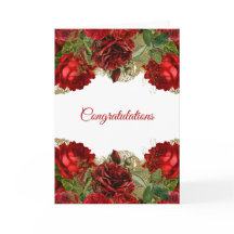 Felicitaciones de boda de rosa roja floral elegant