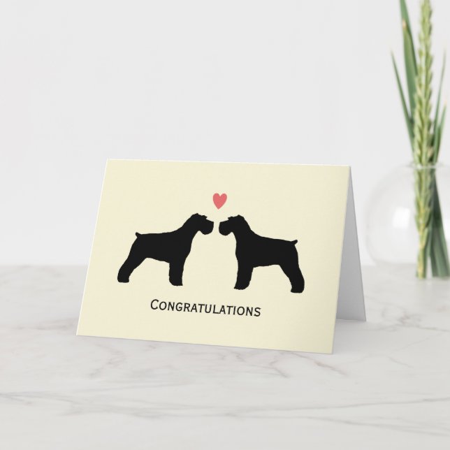 Tarjeta Felicitaciones de Boda de Schnauzers (Anverso)