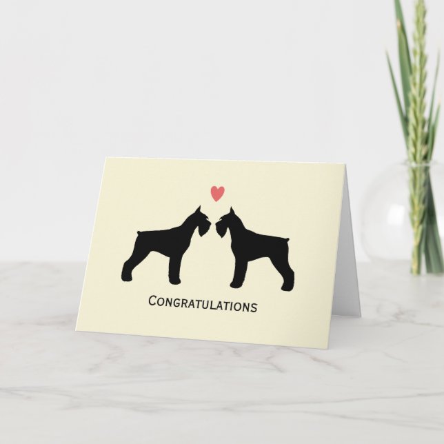 Tarjeta Felicitaciones de boda de schnauzers gigantes (Anverso)