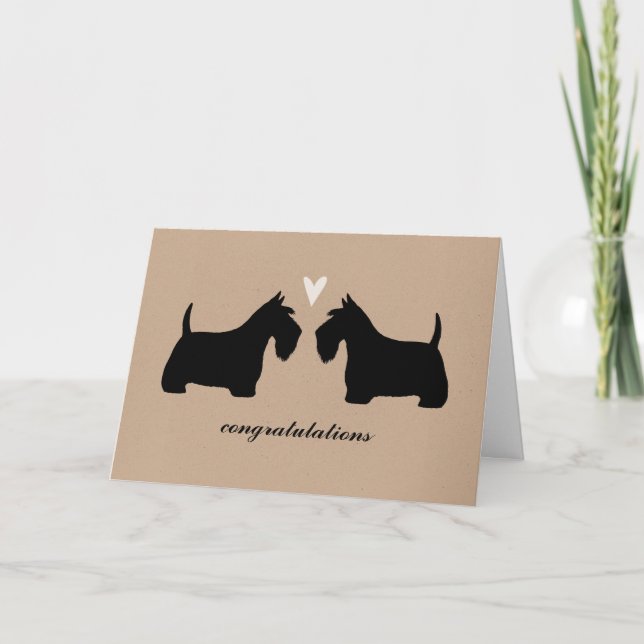 Tarjeta Felicitaciones de Boda de Scottish Terriers (Anverso)