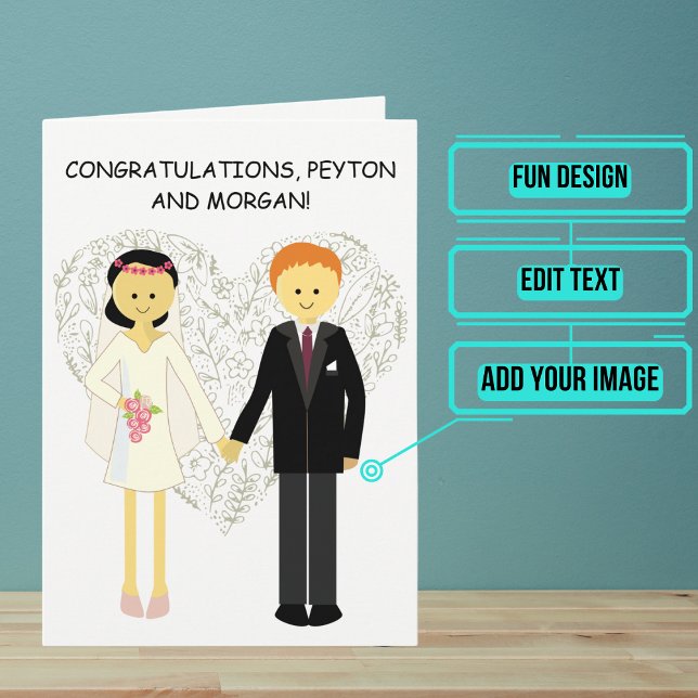 Tarjeta Felicitaciones de Boda Encantadora (Send your love and congratulations with a modern and unique twist.)