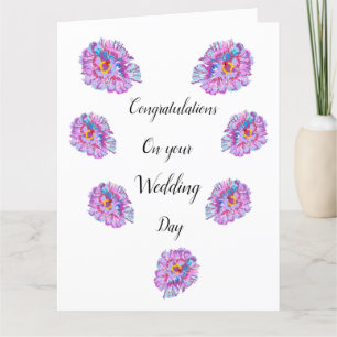 Tarjeta Felicitaciones de Boda. Flor de Hibisco Gigante en