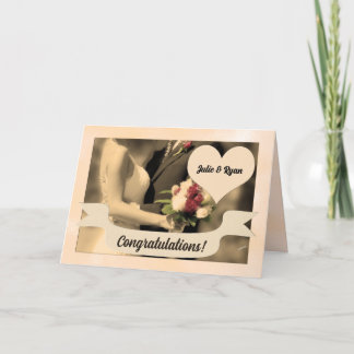 Tarjeta Felicitaciones de boda Novia y Novio Sepia
