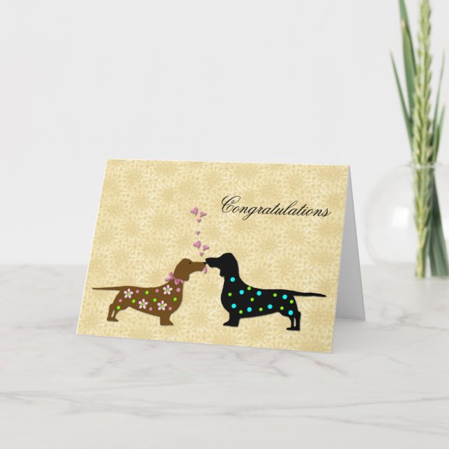 Tarjeta Felicitaciones de boda para Dachshund (Anverso)
