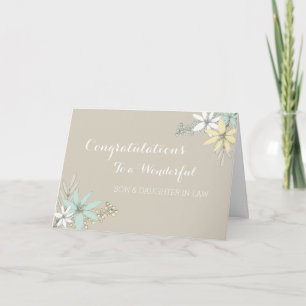 Tarjeta Felicitaciones de boda para hijo y nuera en gris