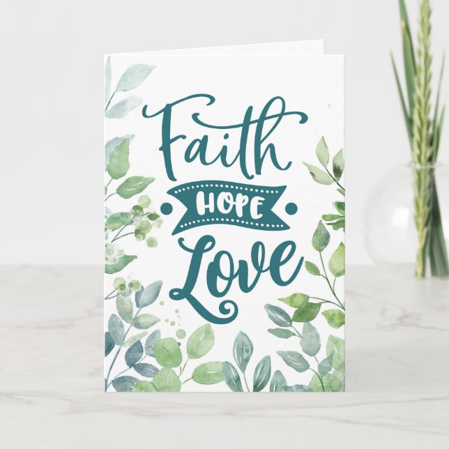 Tarjeta Felicitaciones de Boda Religiosas Fe Esperanza Amo (Anverso)