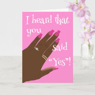 Tarjeta Felicitaciones de compromiso afroamericano rosa