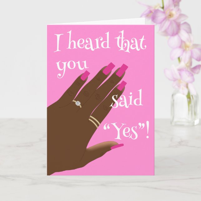 Tarjeta Felicitaciones de compromiso afroamericano rosa (Orquídea)