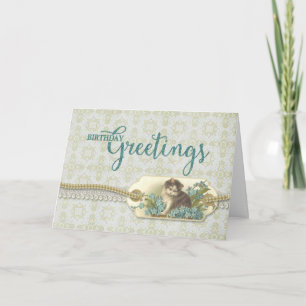 Tarjeta Felicitaciones de cumpleaños etiqueta de gatito vi