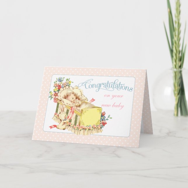 Tarjeta Felicitaciones de época por el Recién nacido (Anverso)