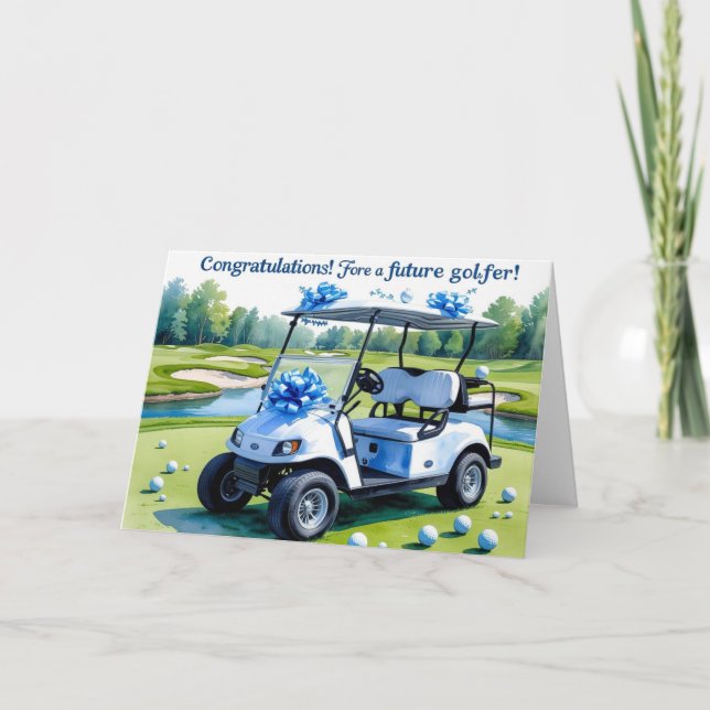 Tarjeta Felicitaciones de golf para Baby Boy (Anverso)