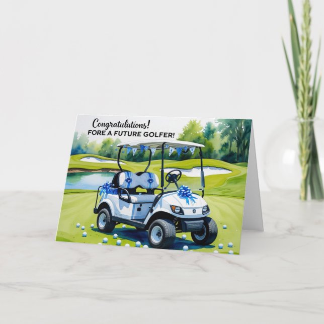 Tarjeta Felicitaciones de golf para Baby Boy (Anverso)