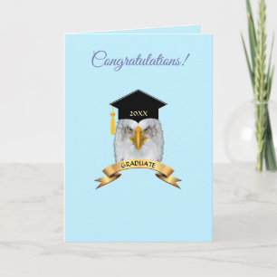 Tarjeta Felicitaciones de graduación águila en azul claro