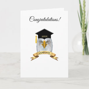 Tarjeta Felicitaciones de graduación águila en blanco