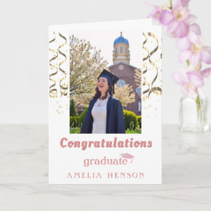 Tarjeta Felicitaciones de graduación con confeti dorado Fo